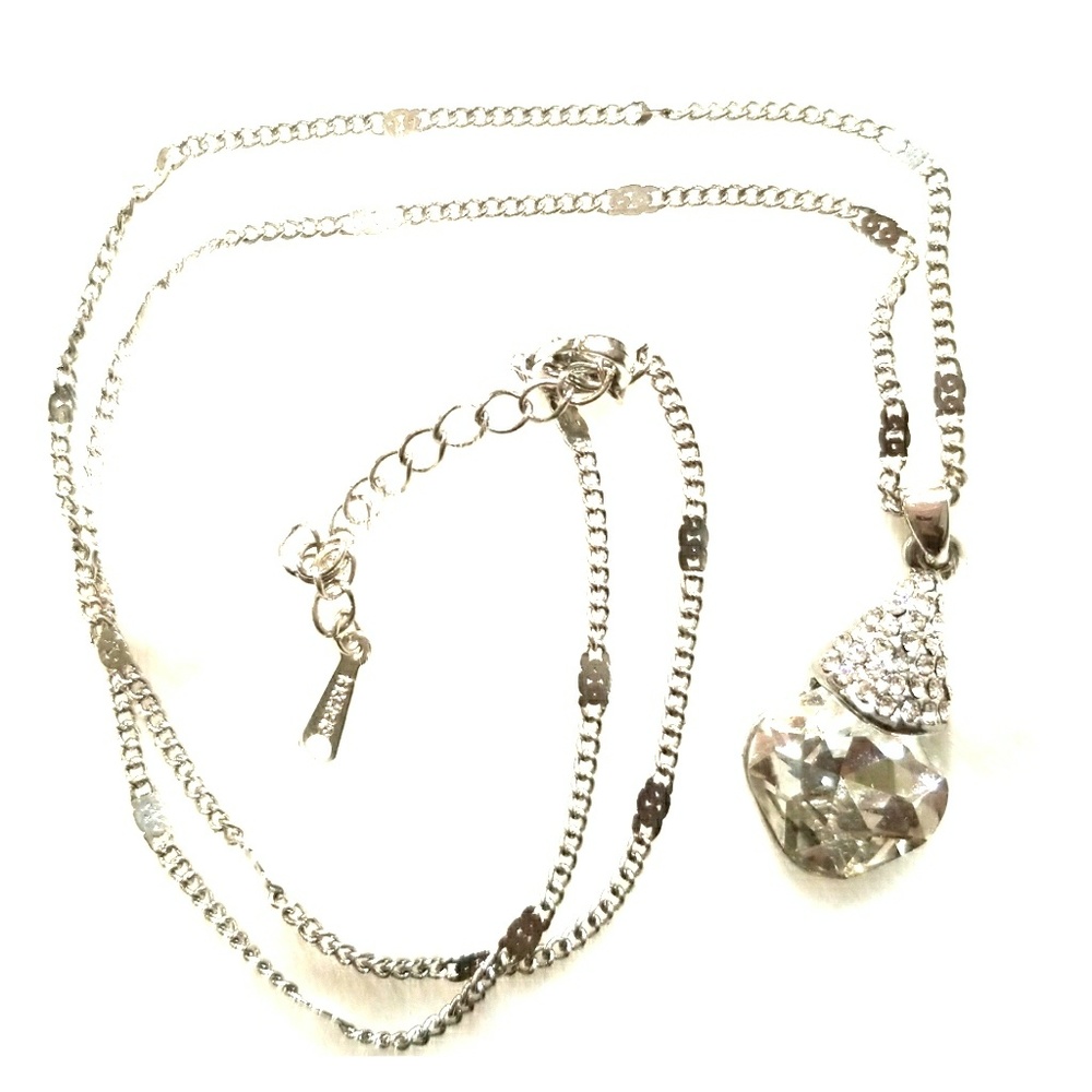Clear Crystal with rhinestones and silver chain
